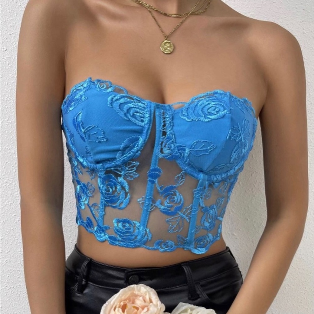 Womens Sultry Floral Corset Top